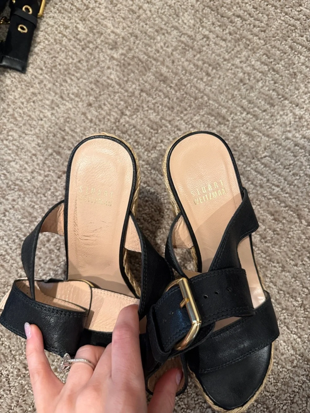 Black Espadrille Wedge Sandals - Stewart Weitzman - Picture 2 of 8